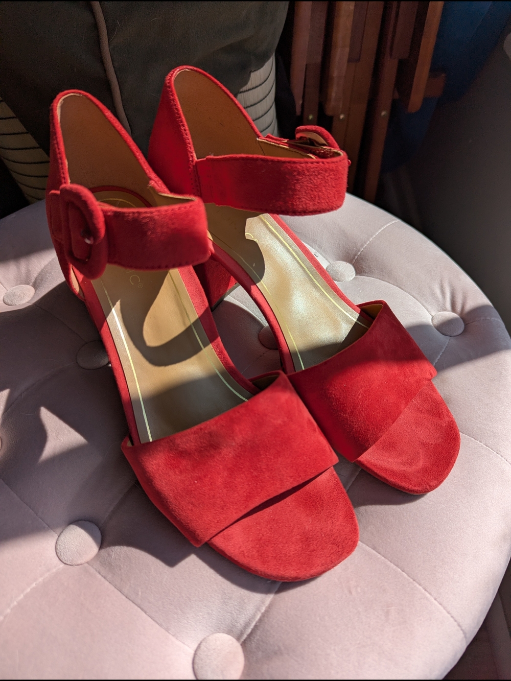 Vionic Chardonnay Block Heel Suede Ankle-Strap Sandals NWOT